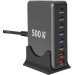 Сетевая зарядная станция ILEPO 500W на 2 USB+6 Type-C мультизарядное устройство мощный блок питания (Black) (19339)