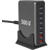 Сетевая зарядная станция ILEPO 500W на 2 USB+6 Type-C мультизарядное устройство мощный блок питания (Black) (19339)