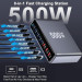 Сетевая зарядная станция ILEPO 500W на 2 USB+6 Type-C мультизарядное устройство мощный блок питания (Black) (19339)