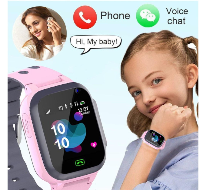 Смарт-часы телефон детские Smart Watch S1 с видеозвонком WI-FI GPS SIM-карта (Pink) (18582)