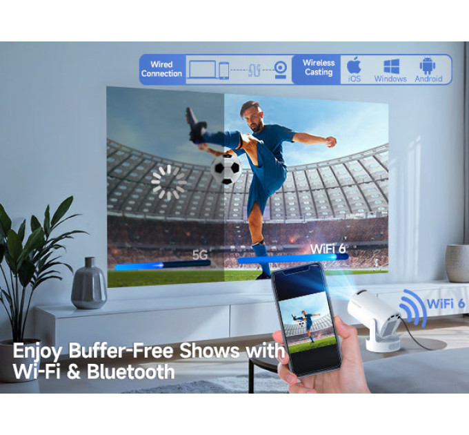 Смарт проектор с автофокусом Magcubic HY300 Pro+ Plus Android 14, chip H726, 8K24fps, 1GB/8GB Wi-Fi 2.4G/5G Обновленная версия Кинотеатр (White) (19030)