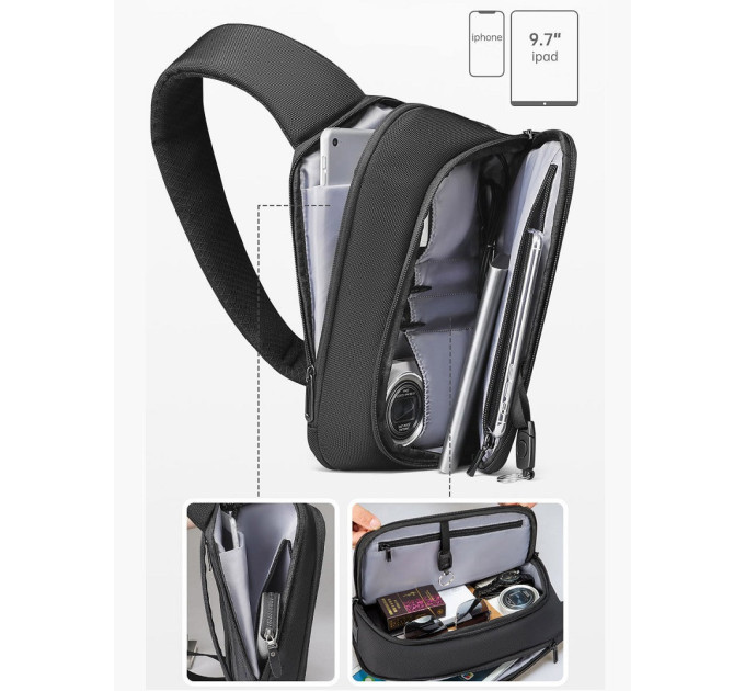Сумка через плечо Mark Ryden 8893 5л с внешним USB(Black) (17594)