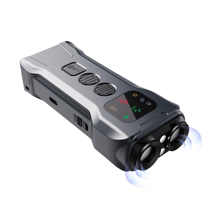 Ультразвуковой отпугиватель собак с аккумулятором, фонариком Р9 2 излучателями и дальностью до 15 м (Grey) (18567)