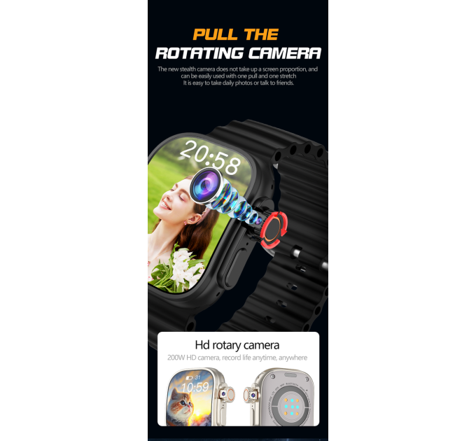 Умные смарт-часы телефон LEMFO B33 Original с камерой GPS Wi-Fi SIM-карта силиконовый ремешок (Silver Orange) (18753)