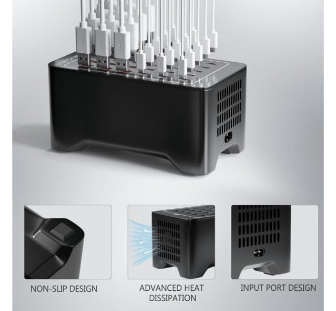 Зарядная станция многопортовая ILEPO на 15 USB портов + 15 Type-C 150 Вт / сетевое мультизарядное устройство (19018)