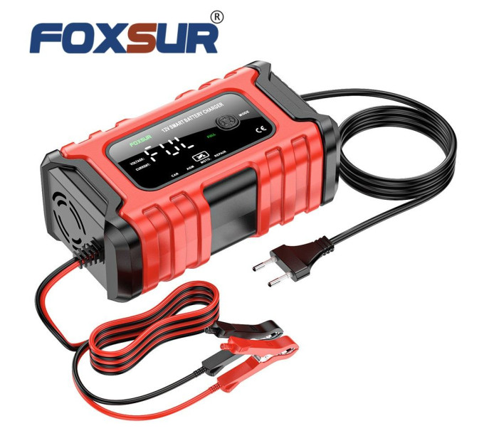 Зарядное устройство автомобильное Foxsur FBC1206D 12V/6А Автоматическое импульсное с функцией восстановления (Red) (19430)