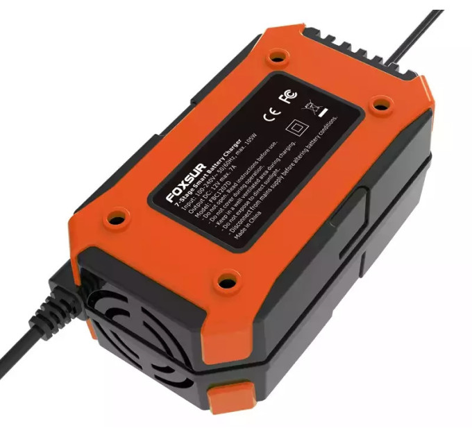 Зарядное устройство автомобильное Foxsur FBC1207D 12V/7А Автоматическое импульсное с функцией восстановления (Red) (19426)