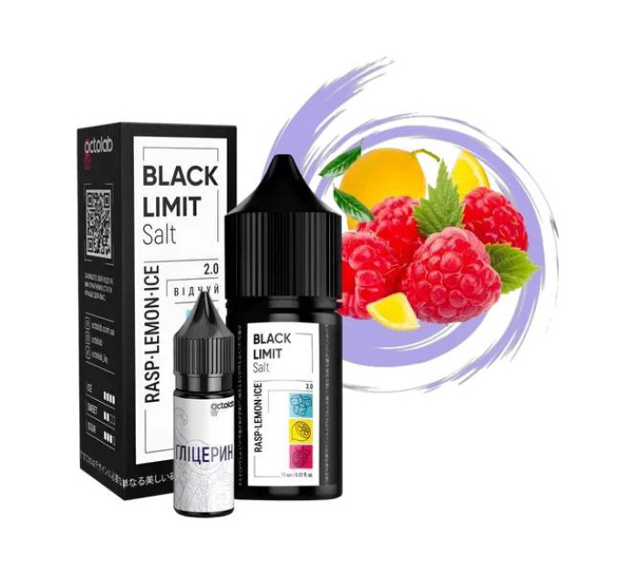 Набір для самозамісу на сольовому нікотині Black Limit Rasp Lemon Ice 30 мл 50 мг (Малина, лимон та лід) (11625)