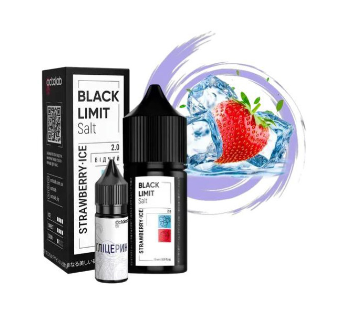 Набір для самозамісу на сольовому нікотині Black Limit Strawberry Ice 30 мл 50 мг (Полуниця, суниця) (11626)