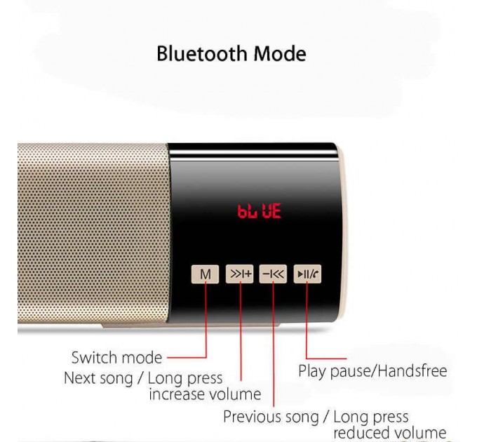 Портативная колонка Bluetooth B28s V621 (Gold) 