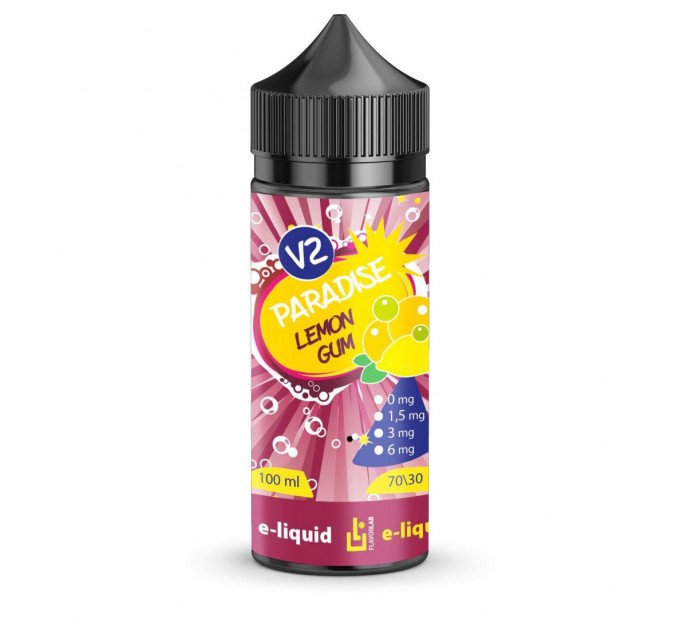 Жидкость для электронных сигарет Paradise V2 Lemon gum 6 мг 100 мл (Лимонная жвачка)