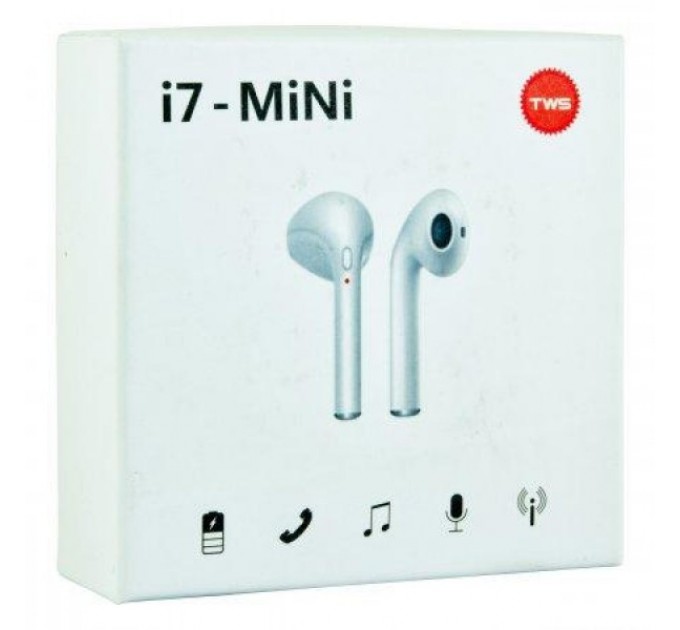 Бездротові блютуз навушники i7 Mini TWS з боксом для заряджання White