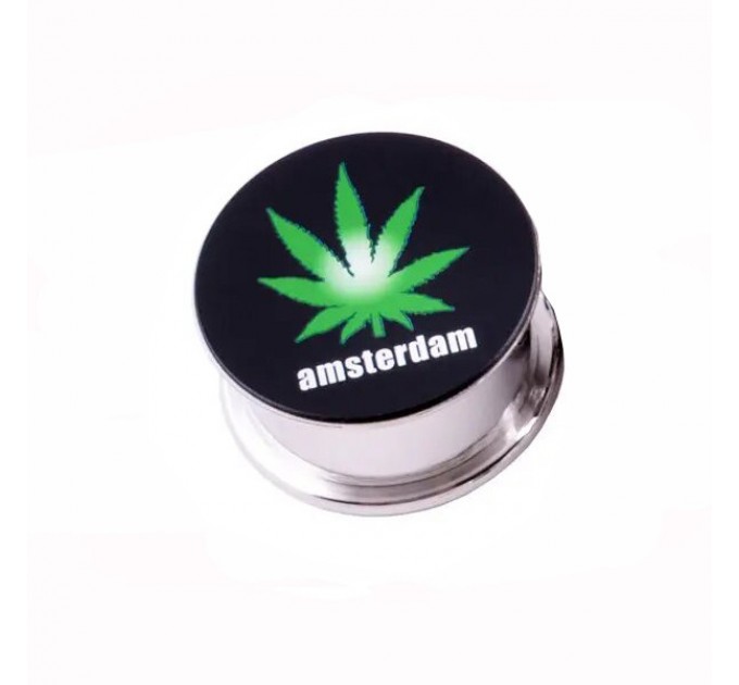 Гриндер для тютюну Amsterdam HL-179 Коноплі (Black Silver)