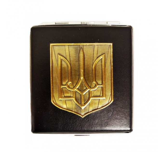 Портсигар на 20 сигарет кожаный Haojue HG-604 YH-02 Black Герб Украины