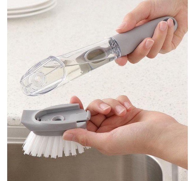 Щетка для чистки посуды CLEANER BRUSH с дозатором (Gray)