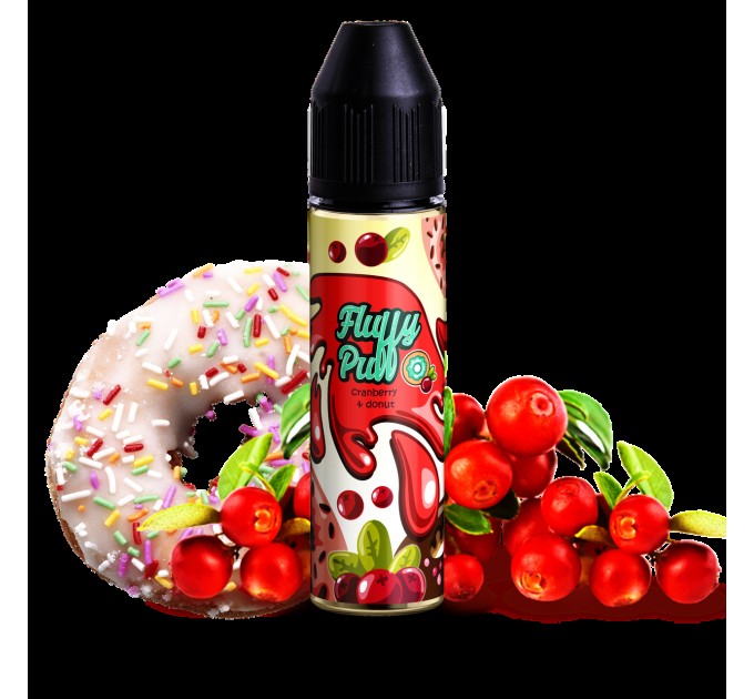 Жидкость для электронных сигарет Fluffy Puff Cranberry Donut 0 мг 60 мл (Пончик с клюквой)