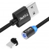 Магнітний кабель для заряджання Topk Led AM23 USB 2.4A Lightning (Black, 1 м)