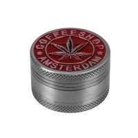 Гриндер для табака Амстердам HL-243 COFFEESHOP (Silver Red)