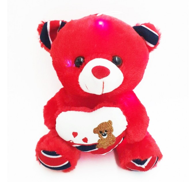 Плюшевый мишка Тедди с сердцем, светящийся (Red)