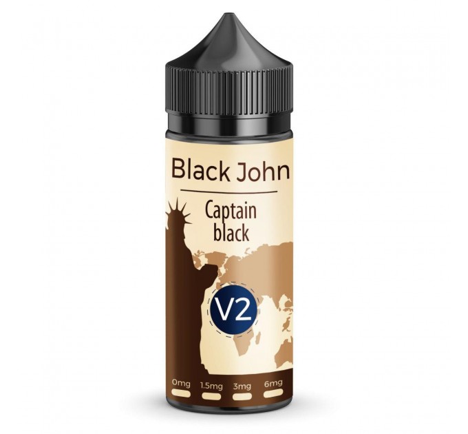 Жидкость для электронных сигарет Black John V2 Captain black 0 мг 100 мл (Табак с орехами)