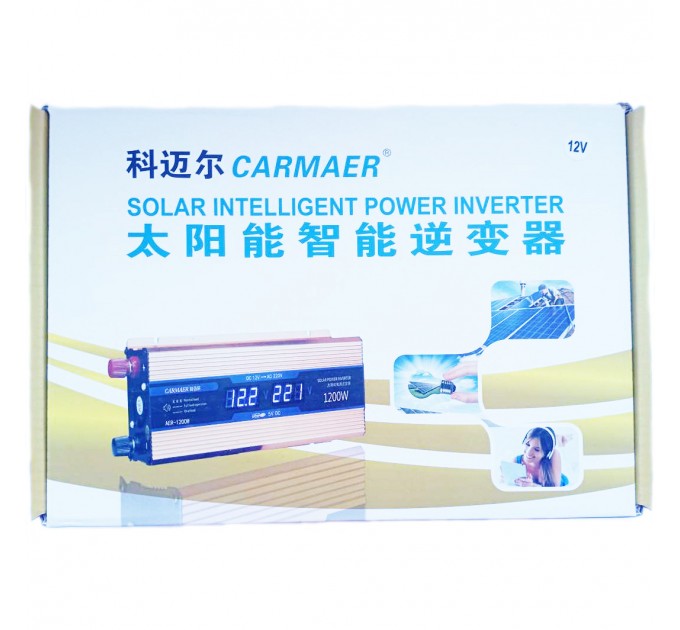 Инвертор Carmaer Power 1200W 028 с 12V на 220V (1розетка,1USB,экран)