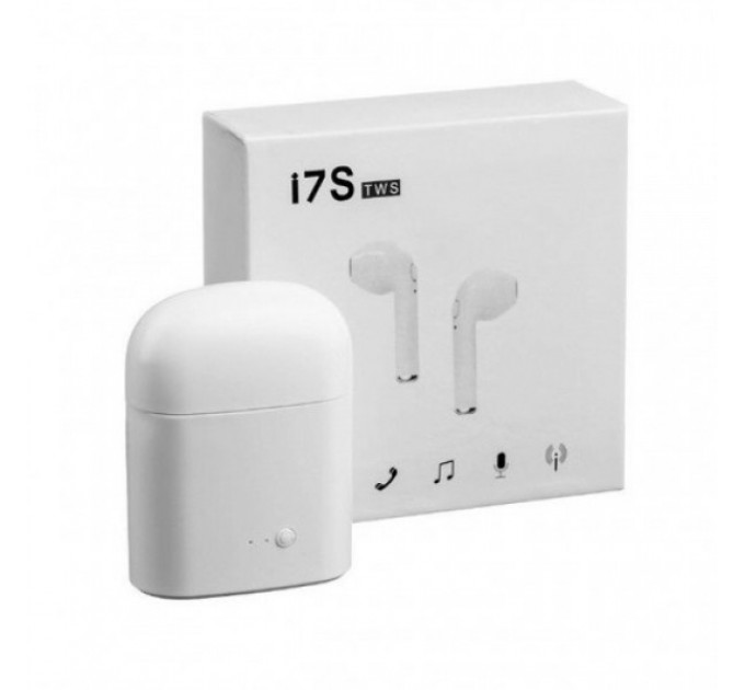 Бездротові блютуз навушники i7S TWS з боксом для заряджання White