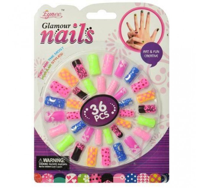 Детский набор накладных ногтей "Glamour Nails" (36 шт) 