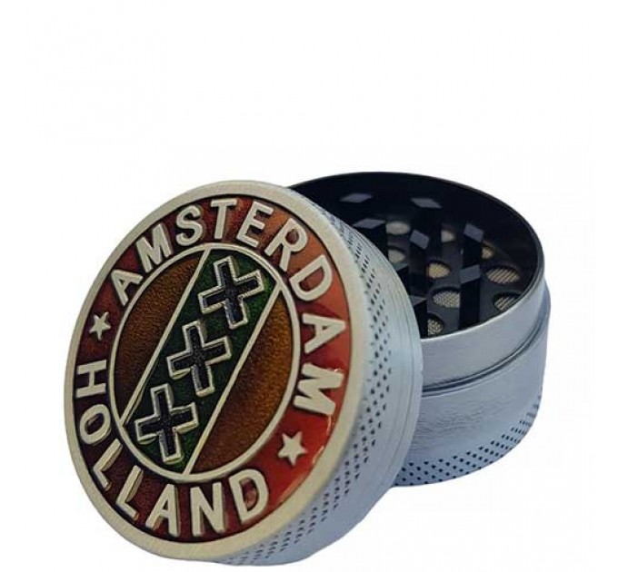 Гриндер для табака Амстердам HL-243 HOLAND XXX (Silver Red)