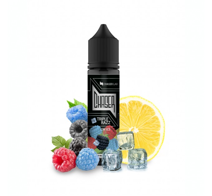 Жидкость для электронных сигарет CHASER Black Organic TRIPLE RAZZ ICE 60 мл 3 мг (Три сорта малины, лимон с холодком)