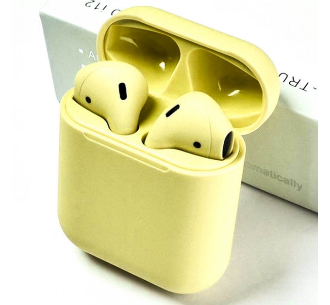 Бездротові блютуз навушники i12 TWS з боксом для заряджання Yellow