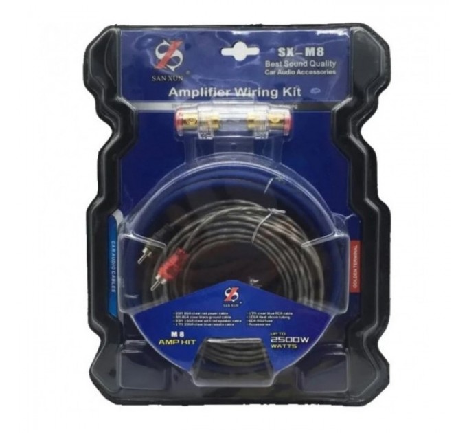 Провода автомобильные для сабвуфера M8 комплект (Blue Black)