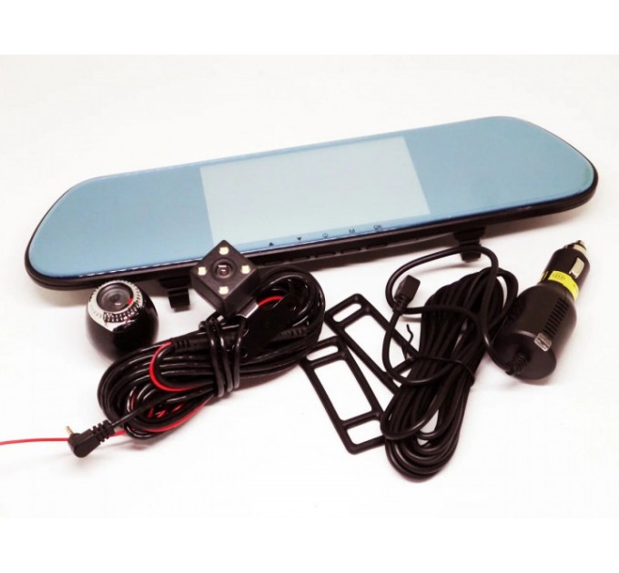 Автомобільний відеореєстратор дзеркало DVR V9TP 3 камери (Black)