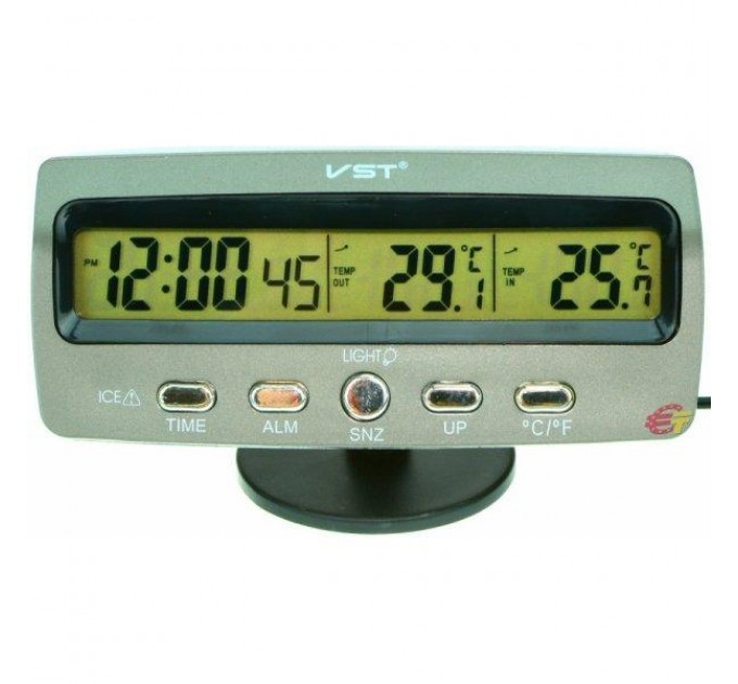 Електронні автомобільні годинники VST 7045 з підсвічуванням (Black Gray)