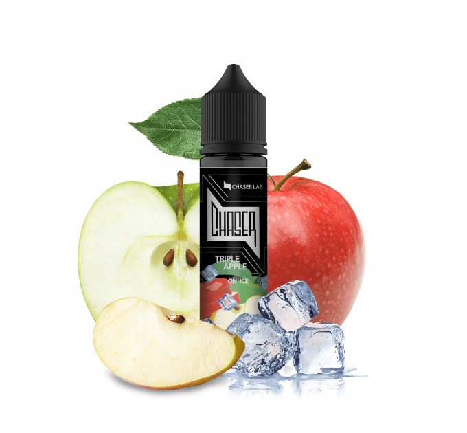 Жидкость для электронных сигарет CHASER Black Organic TRIPLE APPLE ICE 60 мл 0 мг (Три сорта яблока с холодком)