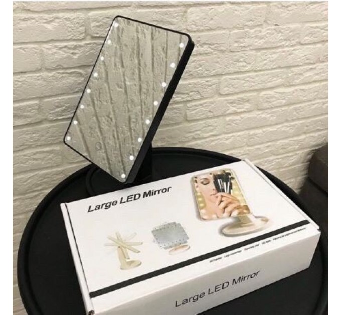 Косметическое Зеркало с ЛЕД подсветкой для макияжа Large 22 LED Mirror (Black)