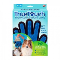 Рукавичка для вичісування шерсті тварин True Touch (Black Blue)