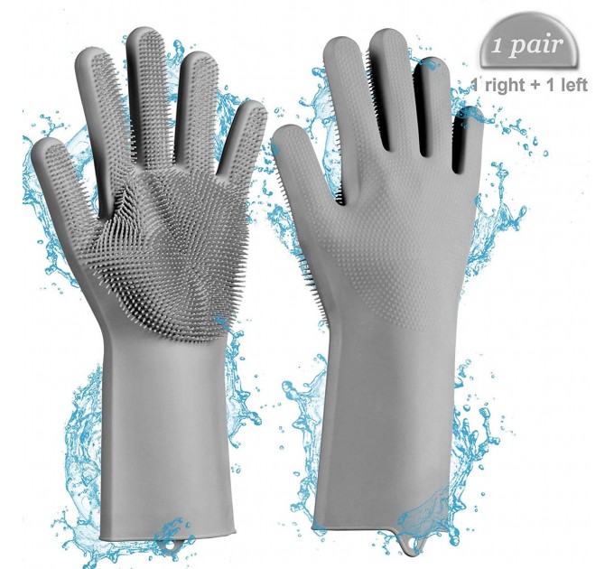 Перчатка силиконовая Gloves for washing dishes для мойки посуды (Grey)