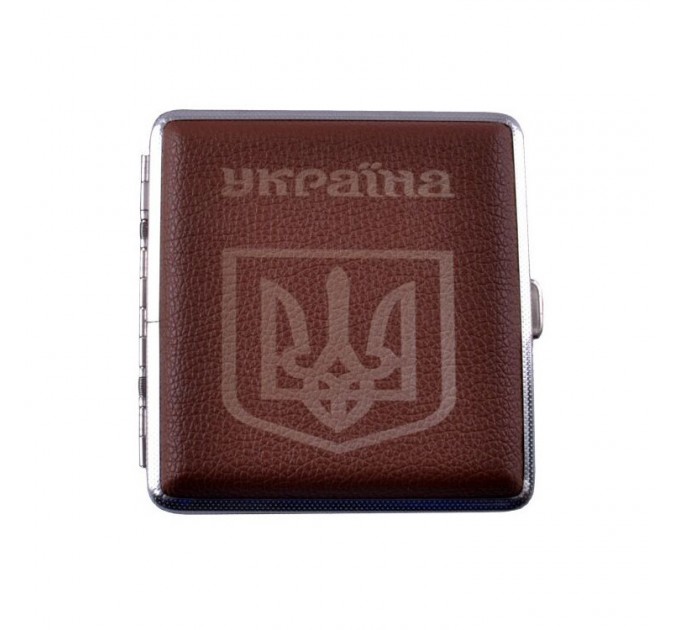 Портсигар на 20 сигарет с металлическим держателем Ophone HL-156 Brown Герб Украины