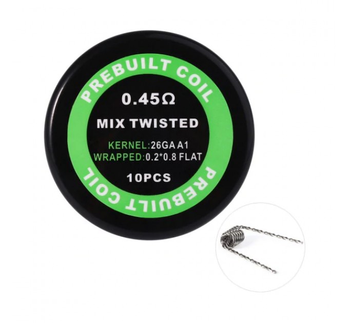 Комплект спіралей PREBUILT Mix Twisted Coil 0.45 10 шт Ом