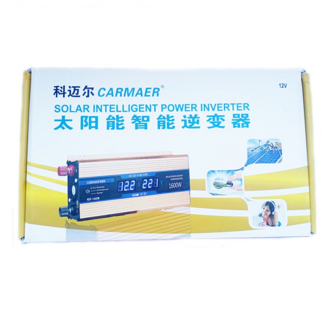 Инвертор Carmaer Power 1600W 026 с 12V на 220V (1розетка,1USB,экран)