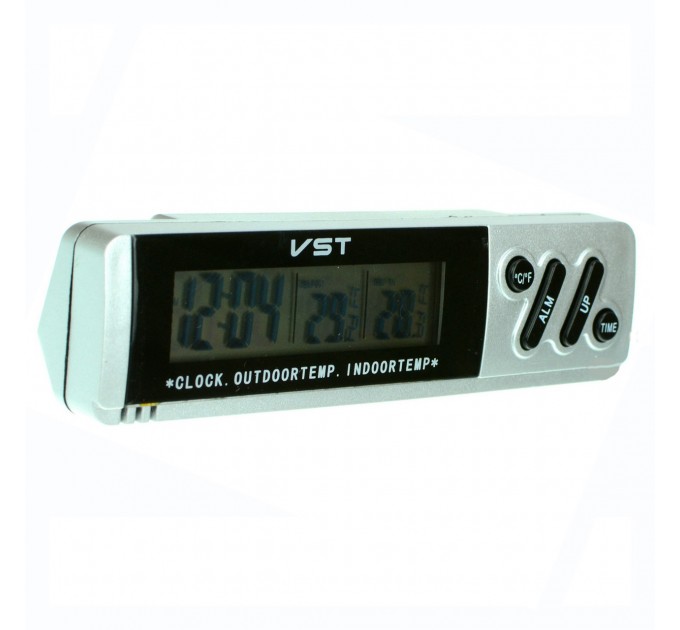 Електронні автомобільні годинники VST 7067 з підсвічуванням (Silver)