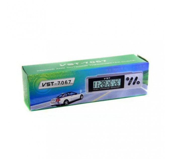 Электронные автомобильные часы VST 7067 с подсветкой (Silver)