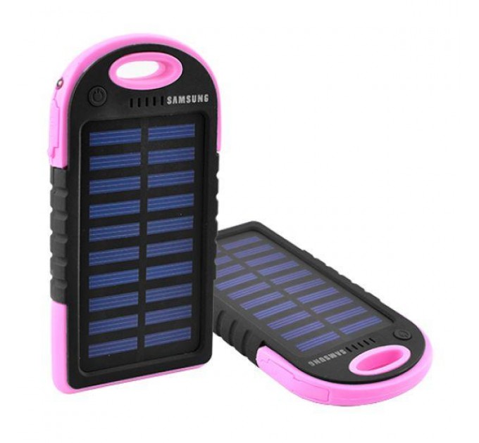 Power Bank Samsung ES500 8000 mAh 2USB із сонячною батареєю Quality (Pink)
