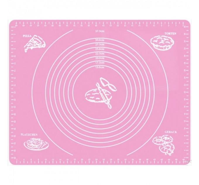 Силиконовый антипригарный коврик для выпечки и раскатки теста 50x40 Розовый