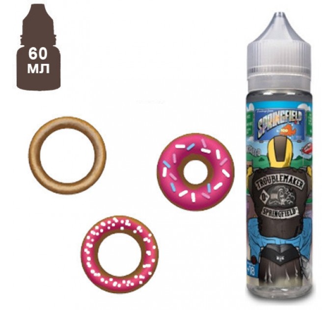 Жидкость для электронных сигарет Troublemaker Springfield 3 мг 60 мл (Клубничный пончик)