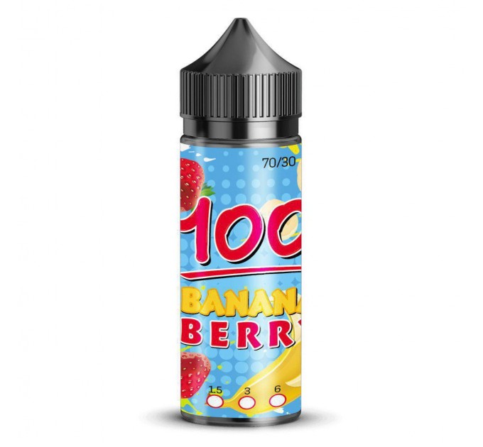 Жидкость для электронных сигарет 100 (сотка) Bananaberry 0 мг 100 мл (Клубника с банановым кремом)