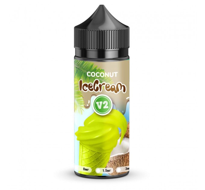 Рідина для електронних сигарет Ice Cream V2 Coconut 0 мг 100 мл (Морозиво з кокосом)