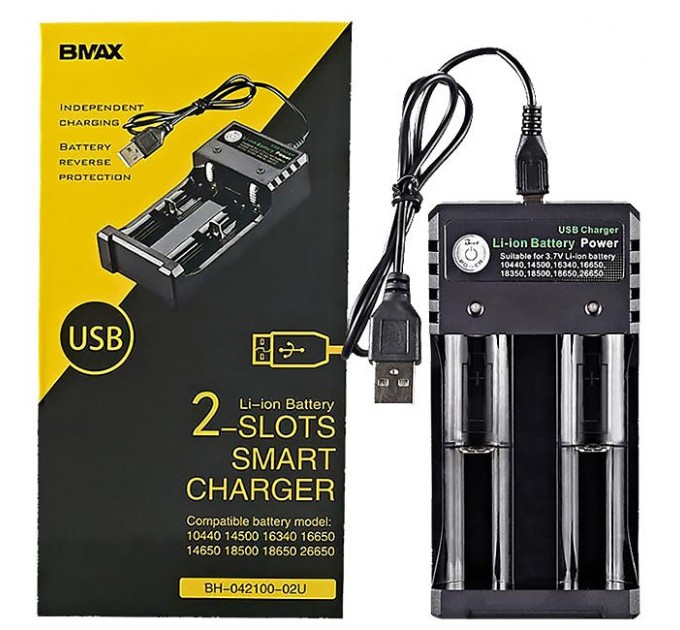 Зарядний пристрій BMAX Charger на 2 слоти Original (Black)