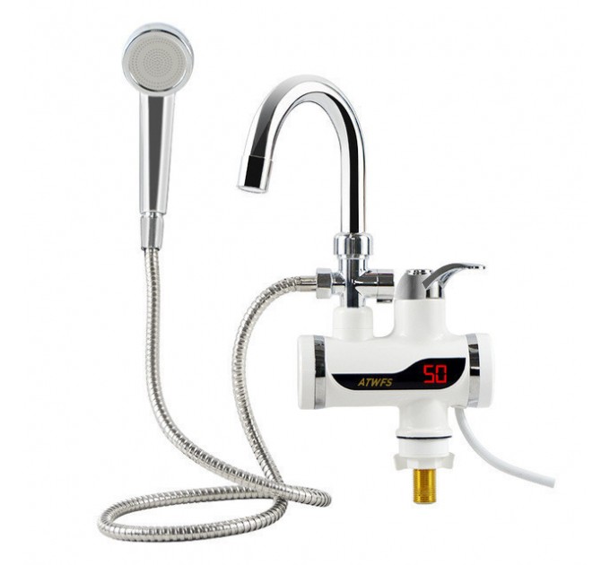 Проточний водонагрівач з душем та екраном Delimano нижнє підключення (White)