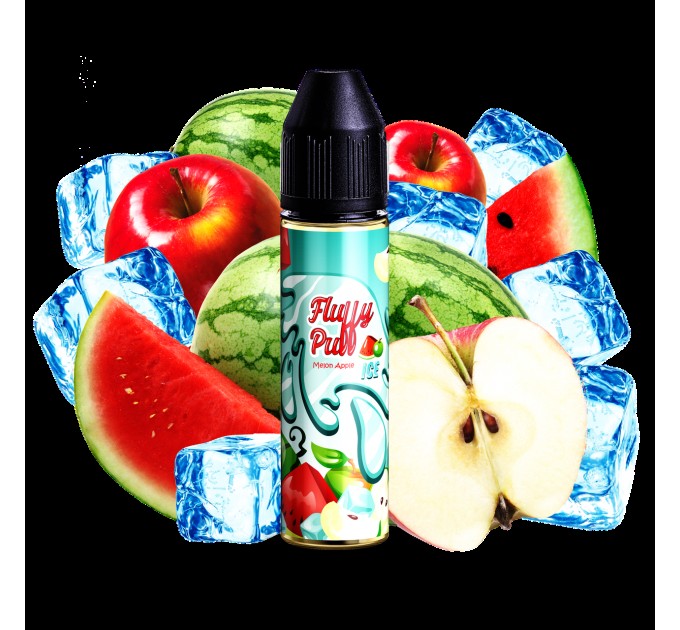 Жидкость для электронных сигарет Fluffy Puff Melon Apple ICE 3 мг 60 мл (Холодный фрэш арбуза и яблока)